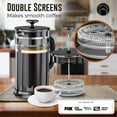 thumbnail image 3 of Coffee Press French Press Coffee Maker with 2 Extra Screens, 34oz, French Press Stainless Steel 304 Grade, Easy Disassemble Design Double Filter, Thick Heat Resistant Glass Pot-Grey, 3 of 6