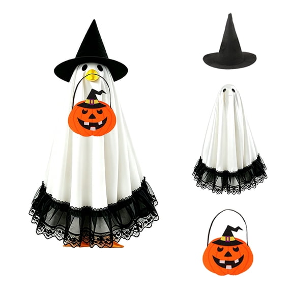 Outdoor Party Lawn Display Supply, Porch Goose Outfits Halloween for 26 Inch Porch Geese, Wizard Style Black Witch Hat, 23 Inch Porch Goose Outfits Compatible Sized Halloween