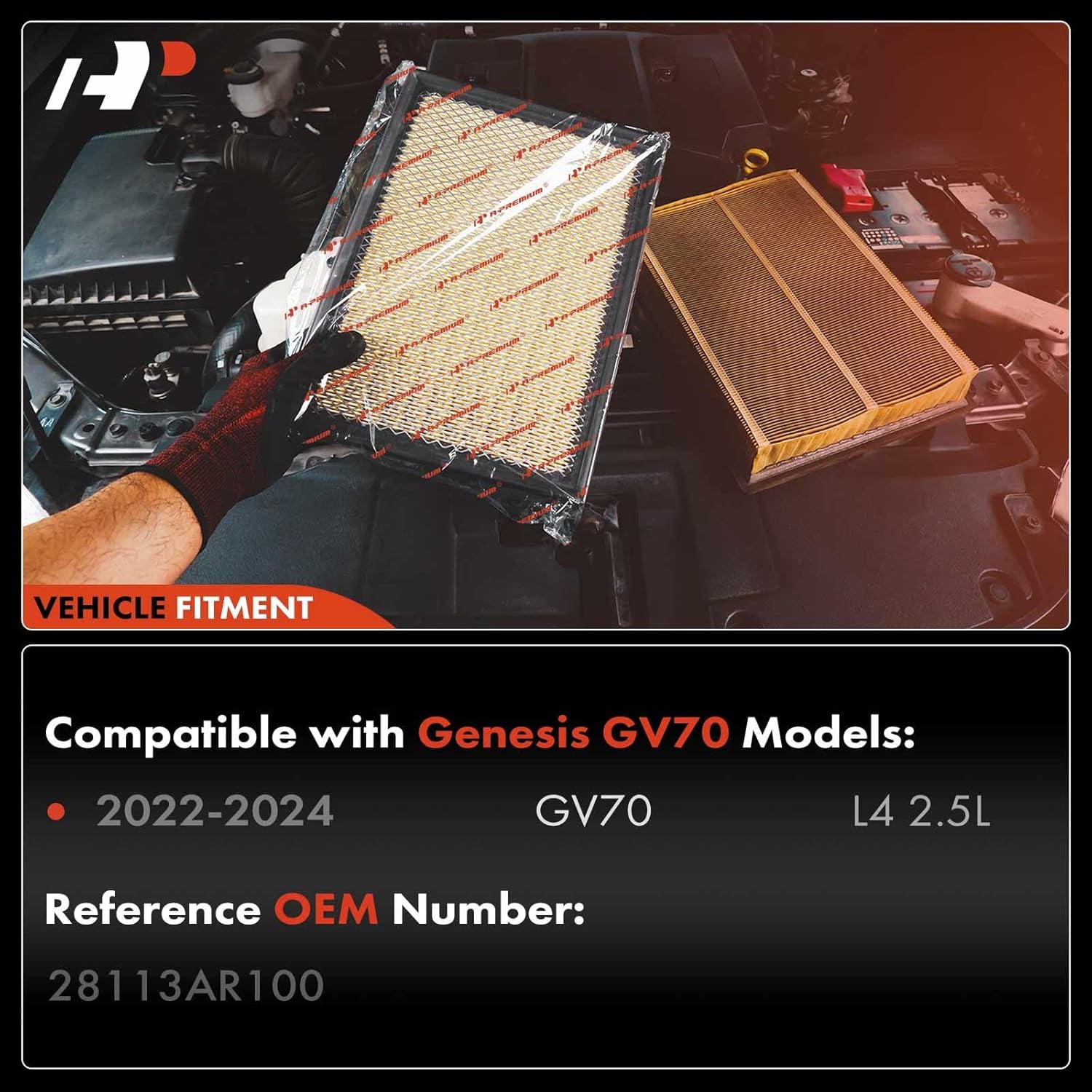 A-Premium 2-PC Engine Air Filter Compatible with Genesis GV70 2022 2023 2024, 2.5L, Replace# 28113AR100
