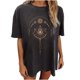 thumbnail image 1 of De Tops de verano para mujer, camiseta informal vintage de manga corta, camiseta negra elástica de cuello redondo holgada de gran tamaño para niñas, 1 of 5