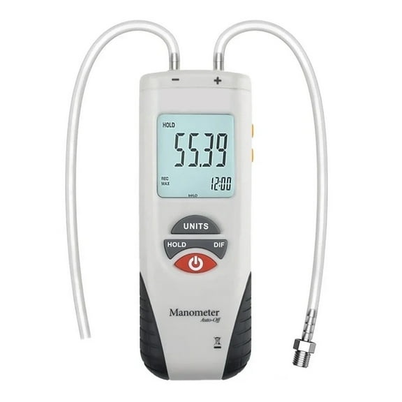 Gas Pressure Gauge Manometer Handheld Digital Manometer Data Hold Dual Port Air Pressure Gauge