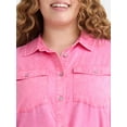 thumbnail image 2 of Terra & Sky Women's Plus Size Mini Shirt Dress with Long Sleeves, Sizes 0X-4X, 2 of 4