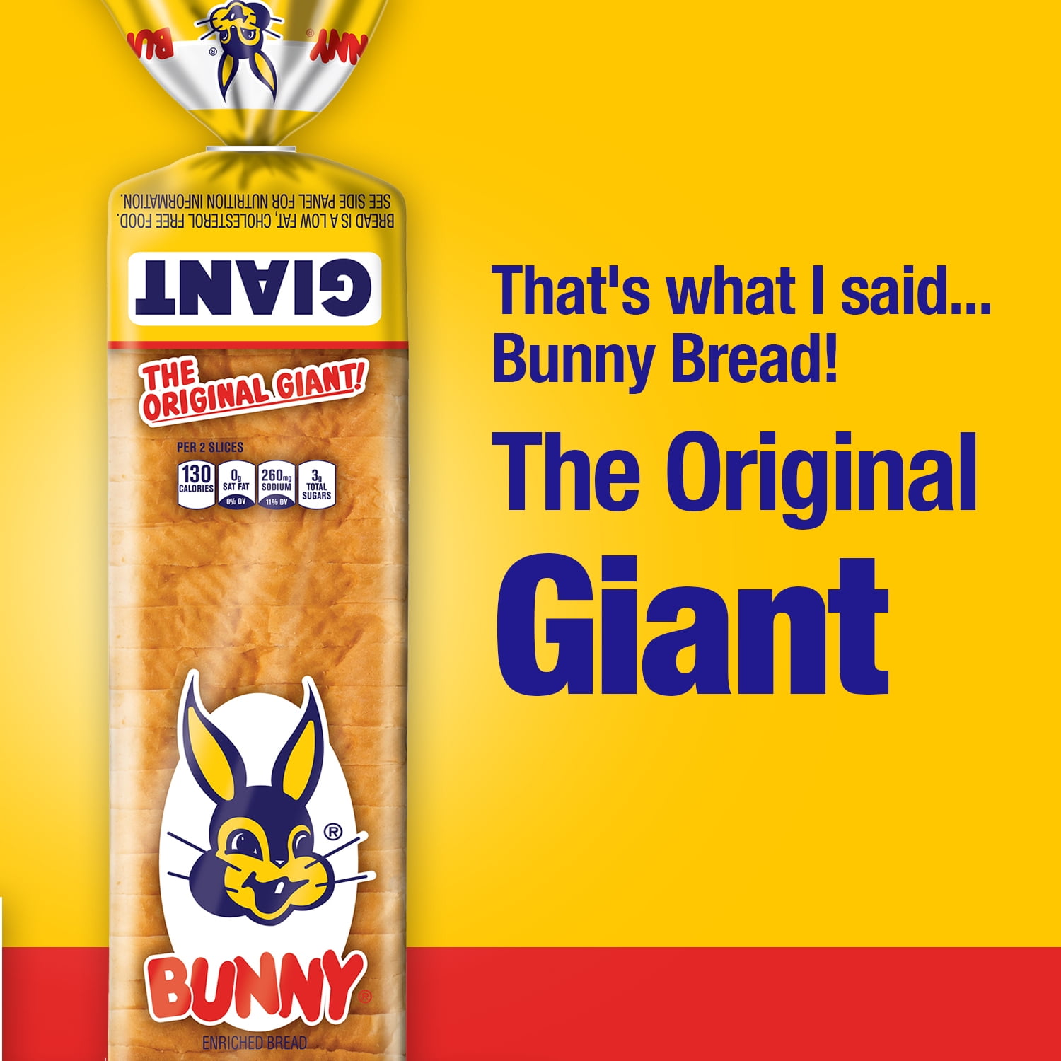 Bunny Bread Giant, Enriched Shelf-Stable Sliced White Bread, 24 oz Loaf