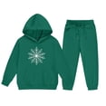 thumbnail image 4 of Eltusu Girls Winter Outfit Sets, Graphic Long Sleeve Warm Elastic Waist Hoodies and Sweatpants Sets Green Size 2-13T, 4 of 5