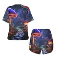 thumbnail image 5 of Lsque Jungle Path Glowing Mushrooms Women's Short-Sleeved Pajama Set - 2 Piece Soft and Lightweight Sleepwear Set-Small, 5 of 9