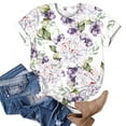 thumbnail image 5 of ICHUANYI Women's Fashion Summer Floral Print Regular Tops Short Sleeves Round Neck T Shirt, 5 of 5