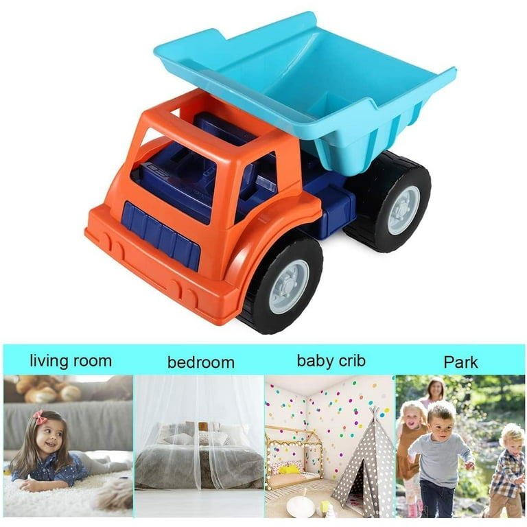SHANNA Sand Truck 13inch Kids Dump Truck Toy Large Play Car with Shovels for Outdoor Indoor Beach Boys Girls Toddlers Aged 2 3 4 5 6 Green