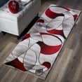 thumbnail image 4 of MDA Rug Imports Rhodes Collection Abstract Designed Area Rug Dark Red 2'8'' X 8'1'' 8' Runner Kitchen,Bedroom,Entryway Rectangle, 4 of 5