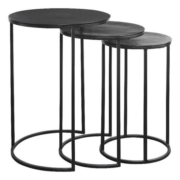 Pemberly Row Contemporary Aluminum Nesting Tables in Espresso (Set of 3)