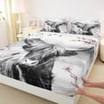thumbnail image 3 of Homewish Animal Highland Cow Boy Girl 4 Pieces Queen Sheet Sets,Cherry Blossoms Ultra Soft Flat Sheet,Japanese Style Queen Fitted Sheet,Lightweight Room Decor, 3 of 7