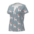 thumbnail image 2 of Goofa Cartoon Poodle Dog Pattern Womens Deep V Neck Low Cut Tops Casual Summer Short Sleeve Ribbed Knit T-Shirts-XX-Large, 2 of 5