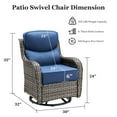 thumbnail image 2 of Planntonneo Outdoor Swivel Rocker Patio Chairs with 6 inch Thick Cushions, Patio Swivel Glider Chairs Set of 2 for Porch Balcony Deck, Grey/Blue, 2 of 9