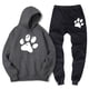 thumbnail image 3 of Sudadera con estampado de pata de perro de dibujos animados kawaii para hombre + pantalón deportivo de invierno cálido de polar, conjunto de 2 piezas, ropa deportiva holgada de gran tamaño para hombre, 3 of 5