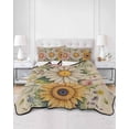 thumbnail image 2 of Twin Quilt Bedding Set, Vintage Daisy Floral Reversible Summer Quilt 3 Pieces, Spring Flowers Botanical Leaves Rustic Lightweight Bedspreads Coverlets with 2 Pillow Shams for All Seasons, 2 of 5