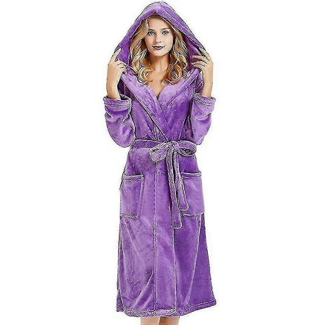Peignoir à Capuche en Molleton Pelucheux pour Femmes - Peignoir