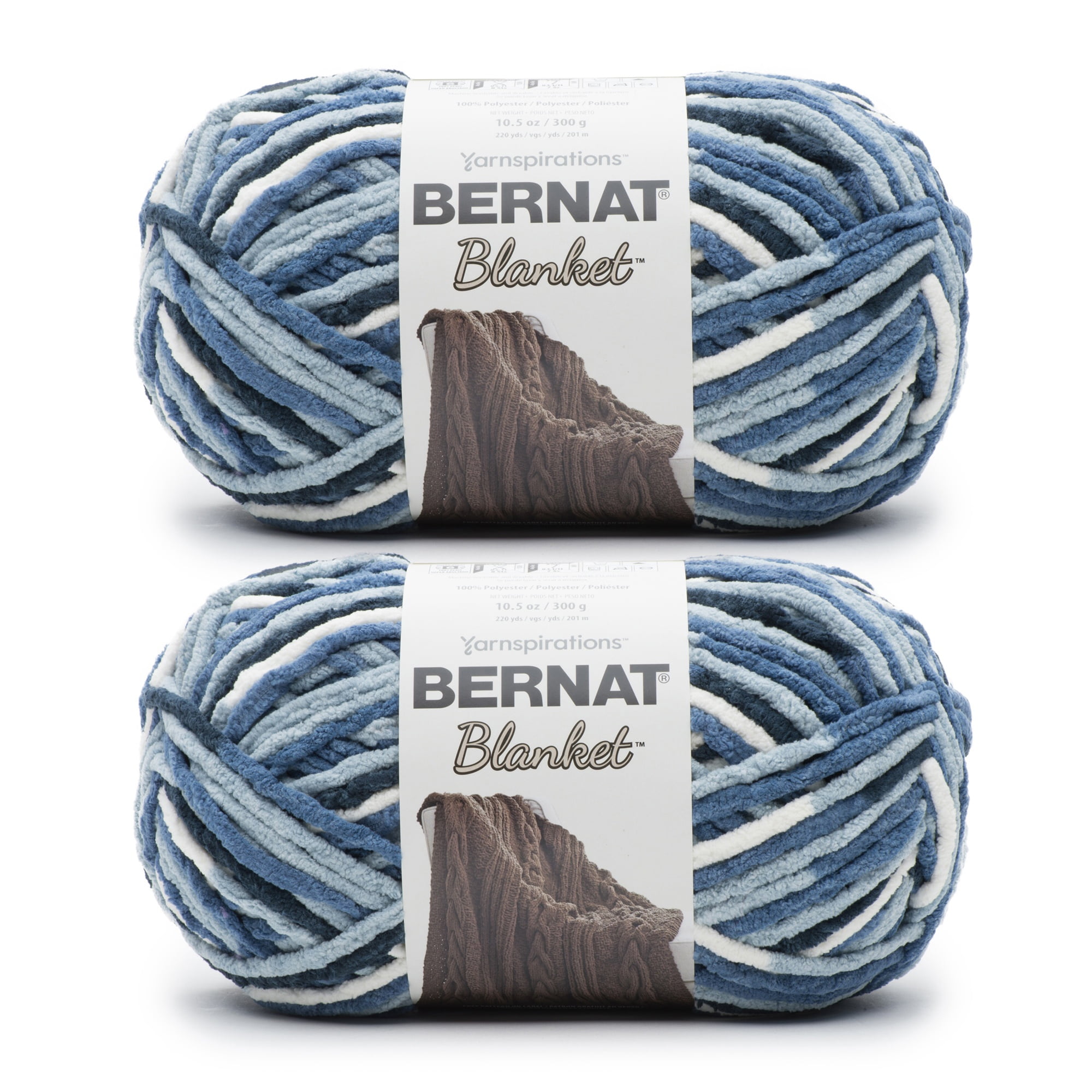 Bernat Blanket Faded Blues Yarn 2 Pack of 300g/10.5oz Polyester 6