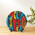 thumbnail image 6 of Disketp Colorful Arrow Graffiti Pattern Ceramic Plate Dinner Plates Bone China Decorative Plates Art Ceramic Ornaments for Wall Hanging Decoration -6in, 6 of 6