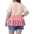 thumbnail image 4 of DARING DIVA Women's Plus Babydoll Ruffle Short Sleeve Casual Blouse 2X Pink, 4 of 6