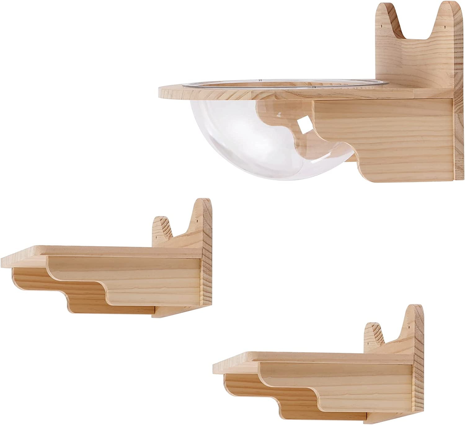 Wall-Mounted Wooden Cat Space Clear Capsule Cat Bed, Cat Shelf Wall Mounted Floating Cat Shelf for Cat Perching Sleeping Lounging, Transparent Cat House Cat Toy Cat Furniture