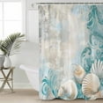 thumbnail image 2 of Small Stall Shower Curtain 36x78 Inch Narrow Half Size Teal Conch Coastal Bath Curtains Bathroom Decor Summer Beach Nautical Seaside Waterproof Fabric Shower Curtain Set with Hooks 36 Inch, 2 of 6