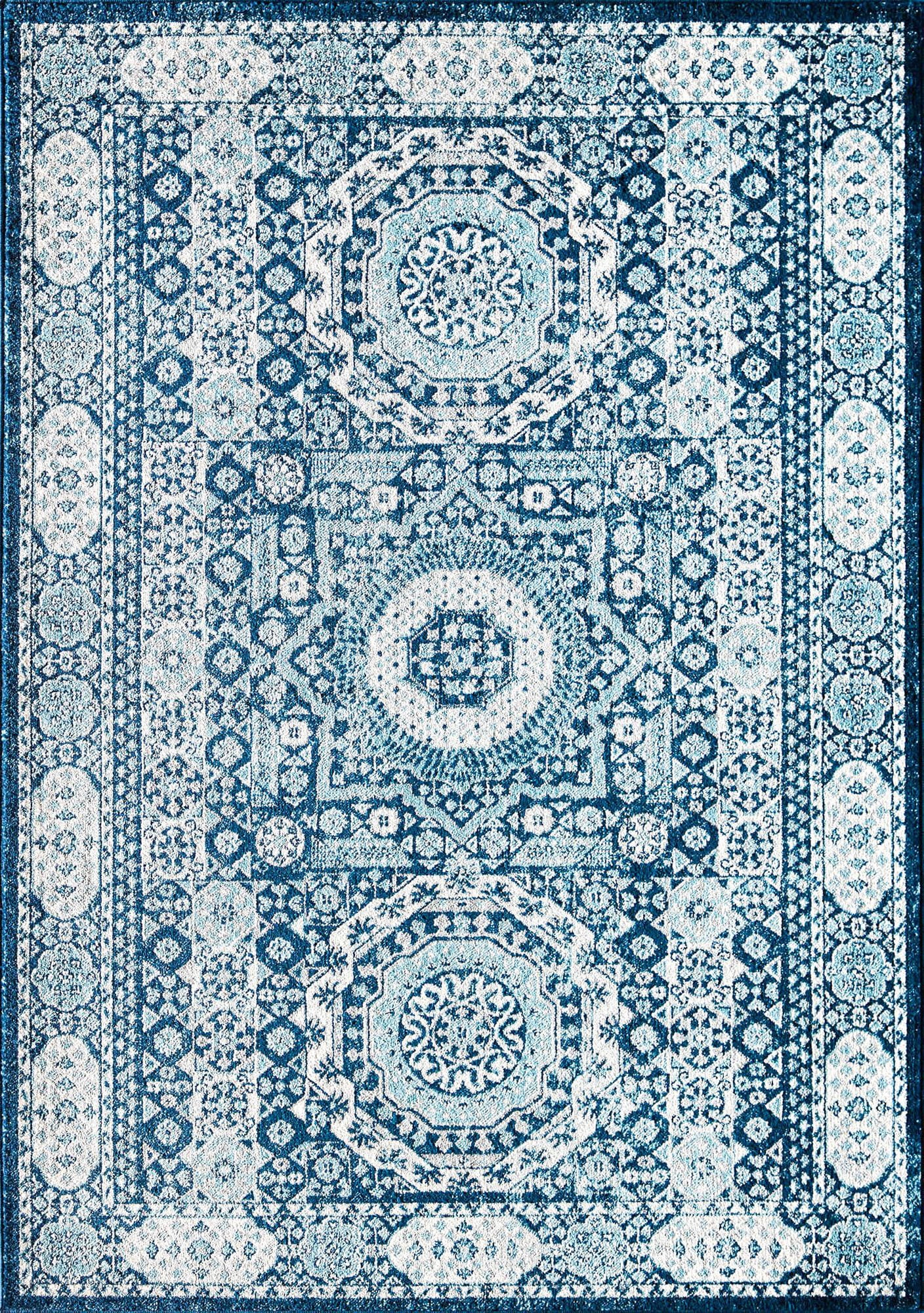 Harper HY60B Riviera Azure Abstract Vintage Blue Area Rug, 2'6" x 8'
