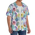 thumbnail image 2 of Uemuo Cactus1 Pattern Cotton Linen Short Sleeve Shirts,Casual Lightweight Button Down Shirts,Vacation Beach Summer Tops-, 2 of 7