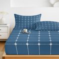 thumbnail image 6 of Queen Size Fitted Sheet Set - Blue Gingham 3 Piece Bedding Sets 16" Deep Pocket Fitted Sheet with 2 Pillowcases, Modern Minimalist Geometric Plaid Brushed Microfiber Hotel Luxury Bed Sheets, 6 of 9