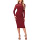 thumbnail image 1 of Vestido de malla INSPIRE CHIC para mujer, con cuello alto, manga larga, vestido de cóctel ajustado en color rojo oscuro, 1 of 6