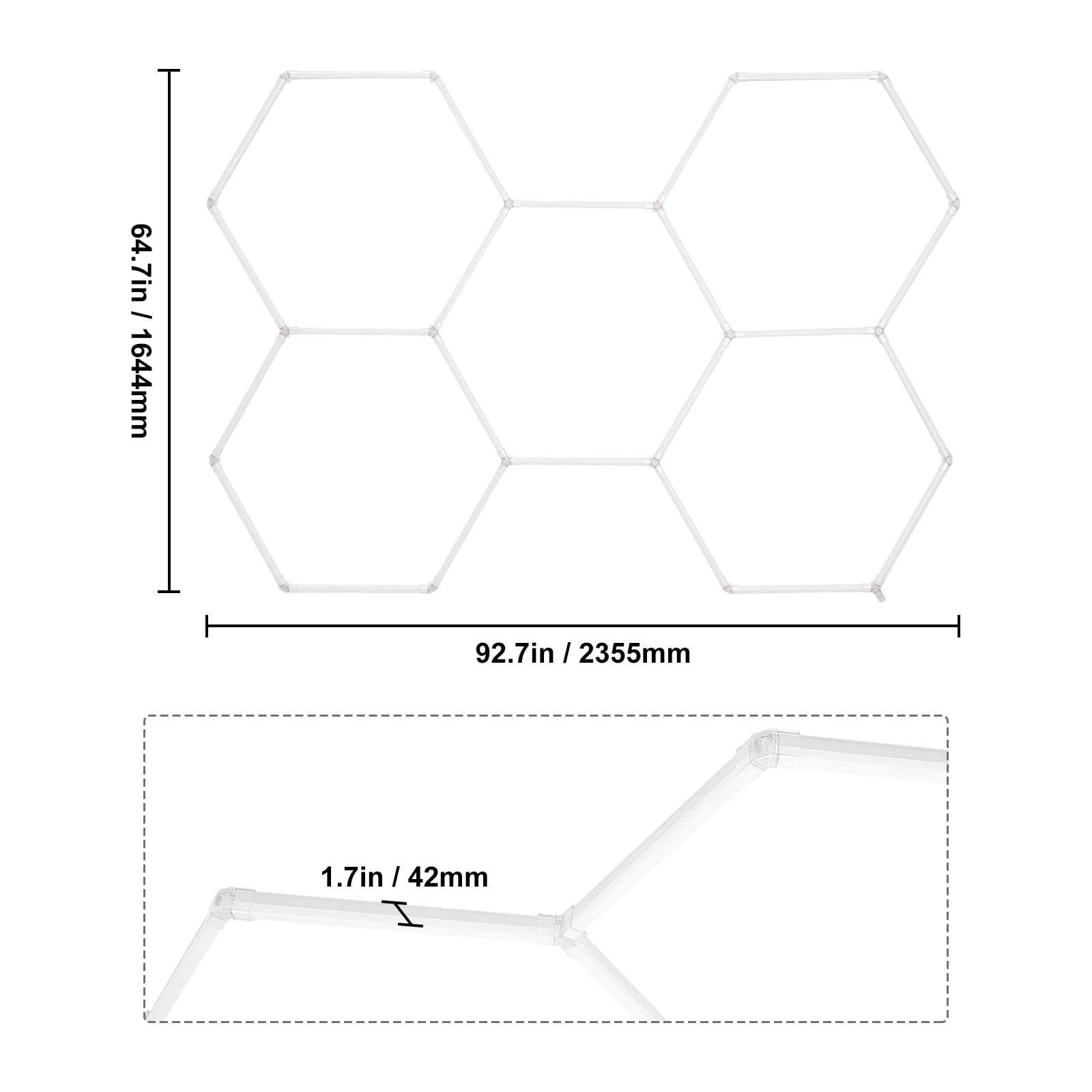 VEVOR Hexagon Garage Lights, 26400LM, 6500K 5 Grid Systems Honeycomb Hexagonal Garage LED Lights, DIY Cool White Car Detailing Garage Ceiling Lighting Bright Shop Light for Gym Basement Workshop
