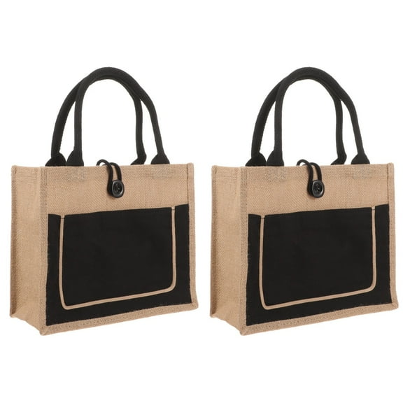 2pcs Button Tote Bag Large Tote with Handles Reusable Grocery Tote for Shopping