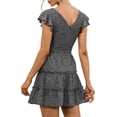 thumbnail image 4 of Gvmfive Women Short Sleeve Ruffles Dress Summer V Neck Mini Dress, 4 of 5