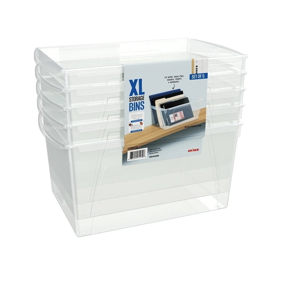Storex Wide Book Bin Set of 5 Clear