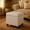 Beige, variant on Leather Ottoman with Storage,18" Square Ottomans Foot Rest with Hinged Lid & Solid Wood Legs Upholstered Cube Footstool Hidden Storage for Living Room, Bedroom(Brown)