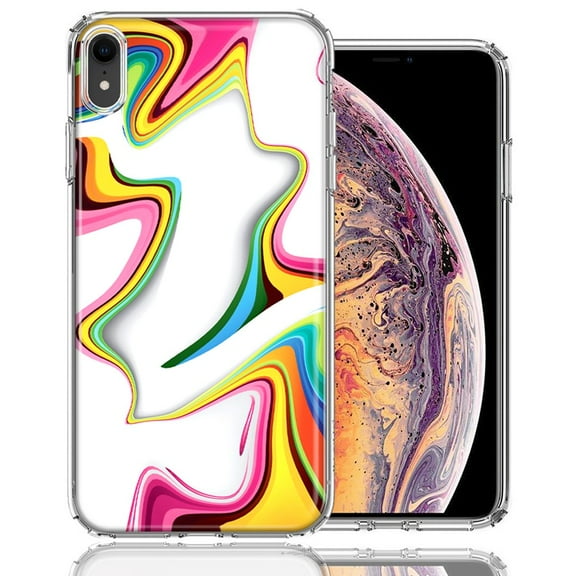 MUNDAZE For Apple iPhone XR Rainbow Abstract Design Double Layer Phone Case Cover