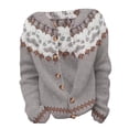thumbnail image 4 of LMKIHUSA Cardigans d'Automne pour Femmes 2025 Col Rond Cardigans Ethniques Fair Isle Vintage Tricotés Boutonnés Manteau Gris,TG, 4 of 4