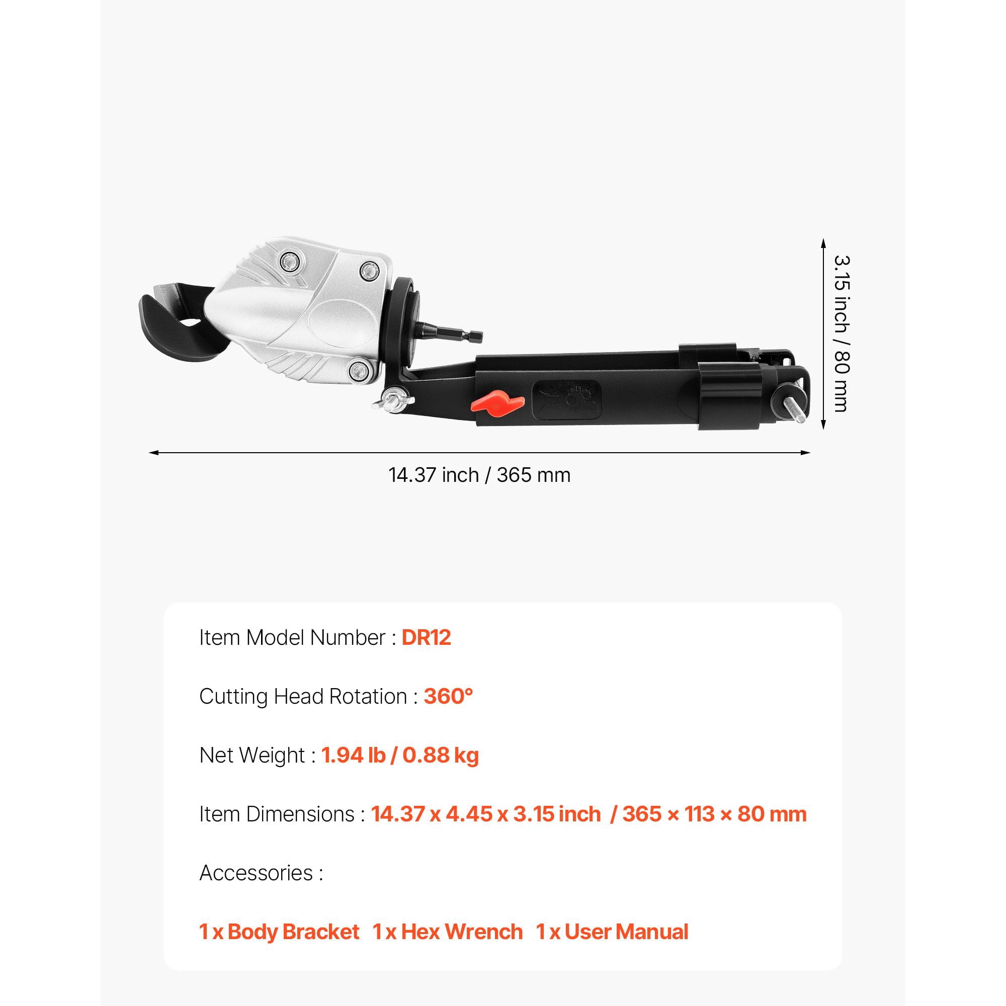 Metal Shear Drill Attachment, Cuts 18GA Steel and 14GA Aluminum, 360° Rotating Blade, 1/4" Hex Shank, Compatible with 18V-20V Drills for Straight and Curve Cutting