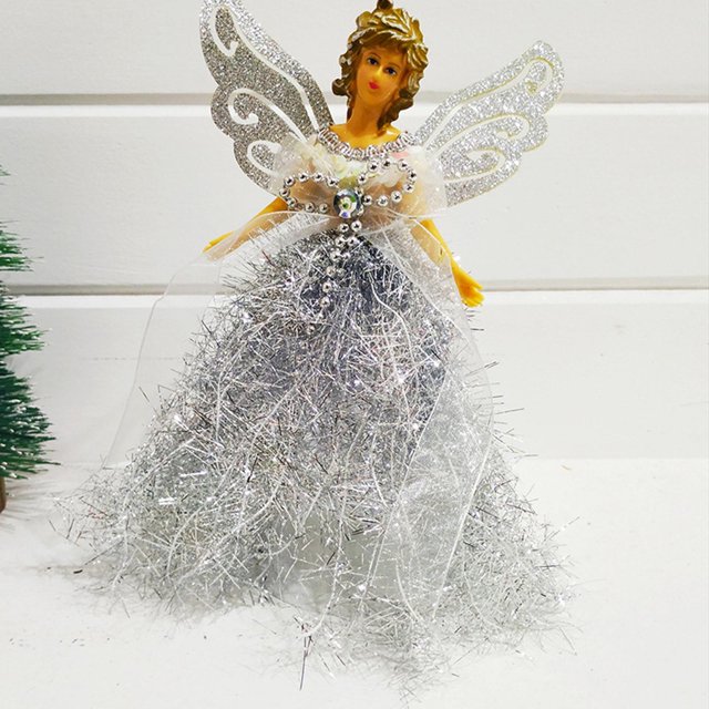 1 Uds., Navidad, muñeco de ángel, ingenioso colgante, colgantes de árbol de Navidad, preciosos artes de ángel, hermoso muñeco de peluche para niñ Plata Soledad Muñeca Wing Angel