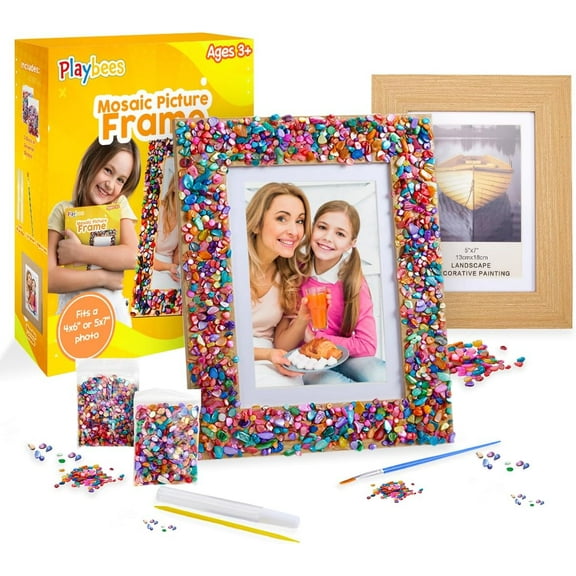 Playbees Kids Picture Frame Mosaic Craft Kit Craft DIY Arts & Crafts for Kids Frame Kit Great Birthday Gifts for 3 4 5 6 7 8 9 10 11 12 Year Old Holiday Christmas Gift for Girls