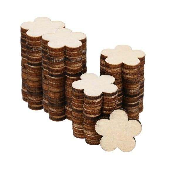 20mm Wooden Flowers, 100 Pack Unfinished Wood Flowers Blank Wooden Cutouts