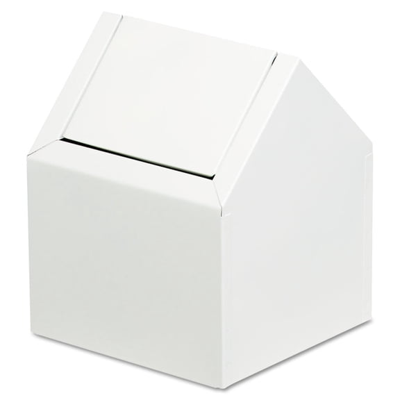 HOSPECO Double Entry, Swing Top Floor Receptacle, Metal, White -HOS2201