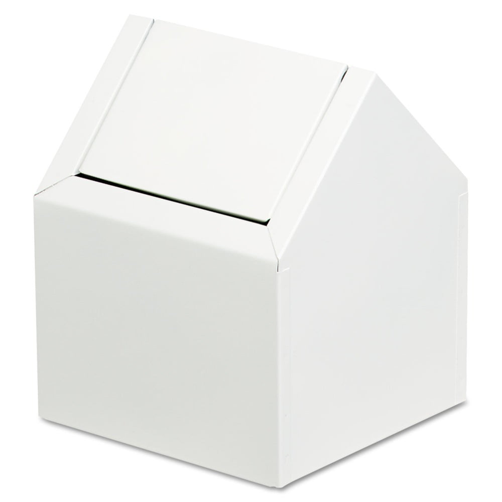 HOSPECO Double Entry, Swing Top Floor Receptacle, Metal, White -HOS2201