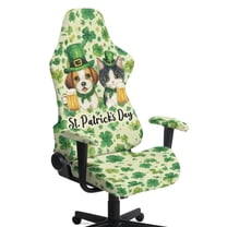 Xoenoiee Cavalier King Charles Spaniel Cat Shamrock Beer Pattern Gaming Chair Covers Slipcovers, Stretchable Elastic Computer Reclining Gaming Chair Seat Cover with Armrest Cover (No Chairs)