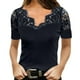 thumbnail image 3 of Camisa De Encaje,Mujeres Cuello En V Casual Mujer Blusa Casual Elegante Encaje Manga Corta Tops Diseño De Clase Mundial, 3 of 6