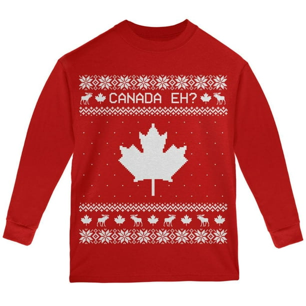 Canada Eh Laid Chandail de Noël Jeunesse T-Shirt à Manches Longues