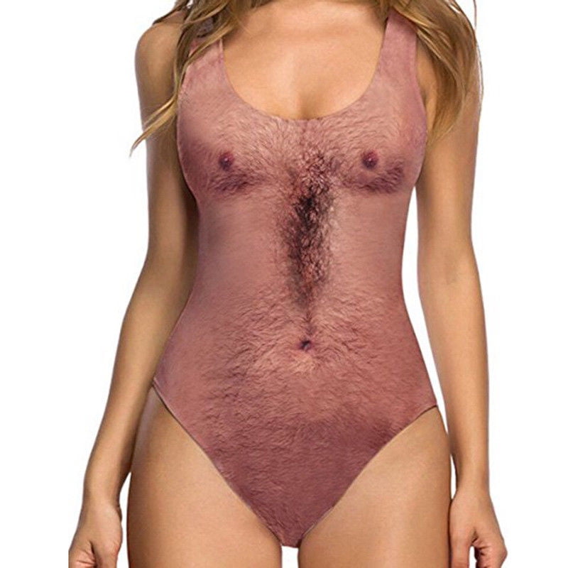 hairy man chest one piece swimsuit