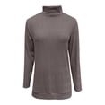 thumbnail image 4 of Holzkary Women's Mock Turtleneck Long Sleeve Shirts Lightweight Pullover Top New Solid Color High Neck Loose Long Sleeved Slit T Shirt Top for Women Autumn Winter 2025 Coffee L, 4 of 8