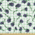 thumbnail image 2 of Floral Fabric by the Yard, Watercolor Style Flower Paintings Illustrated Meadow Petals, Upholstery Fabric for Dining Chairs Home Decor Accents, Dark Indigo Laurel Green by Ambesonne, 2 of 5