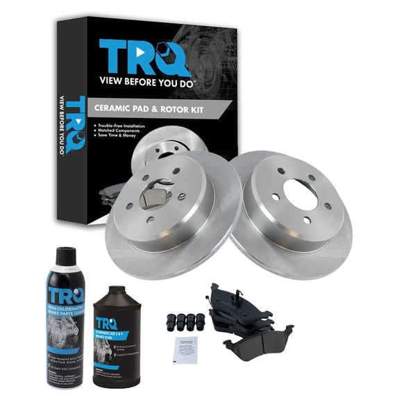 TRQ Brake Pad Rotor Kit Ceramic Rear w/Chemicals BKA17885 Fits select: 2001-2007 DODGE GRAND CARAVAN, 2001-2007 CHRYSLER TOWN & COUNTRY