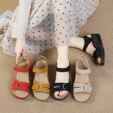 

Woman s Thick Sole Slope Heel Low-top Rome Sandals