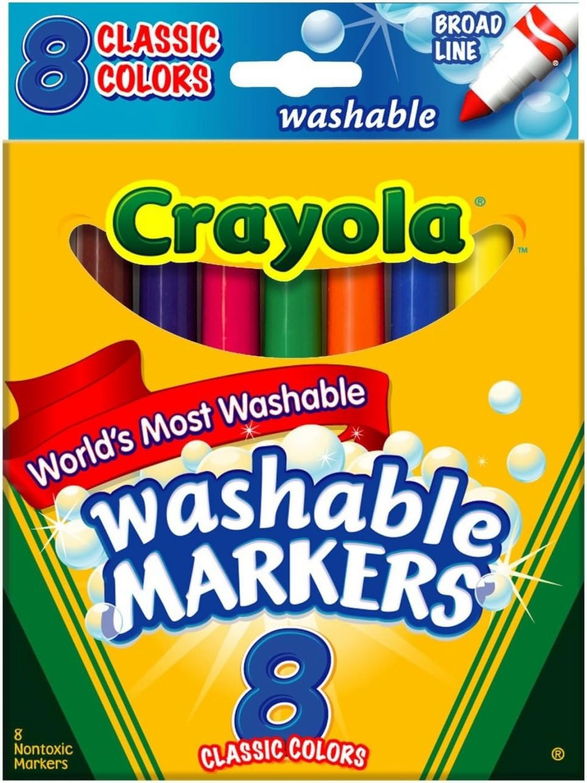 Crayola Broad Point Washable Markers, 8 Markers, Classic Colors Pack of 6